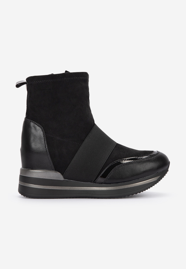 Czarne sneakersy damskie na koturnie Dermira