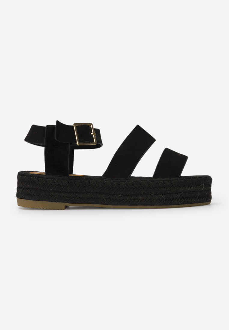 Czarne espadryle na koturnie Coraline