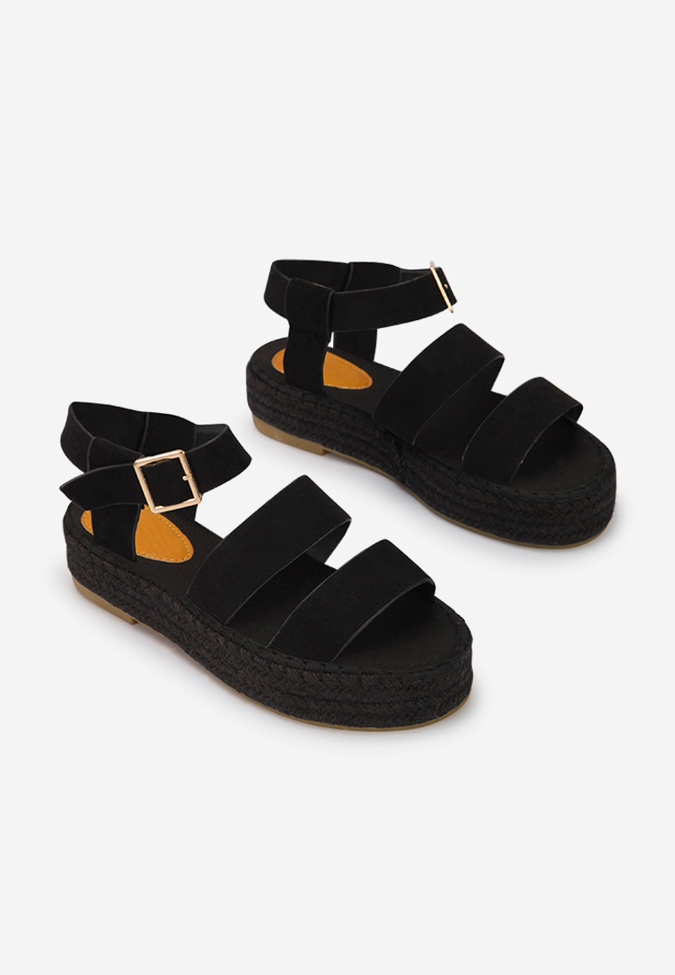 Czarne espadryle na koturnie Coraline