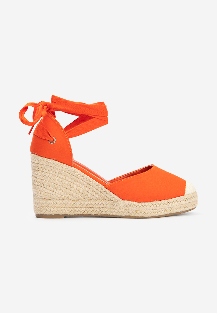 Pomarańczowe espadryle na koturnie Vilena