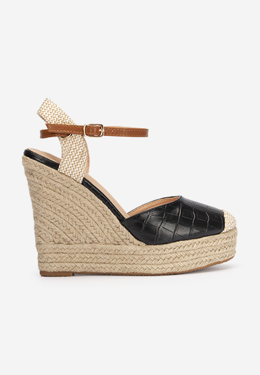 Czarne espadryle na koturnie Benisa V2
