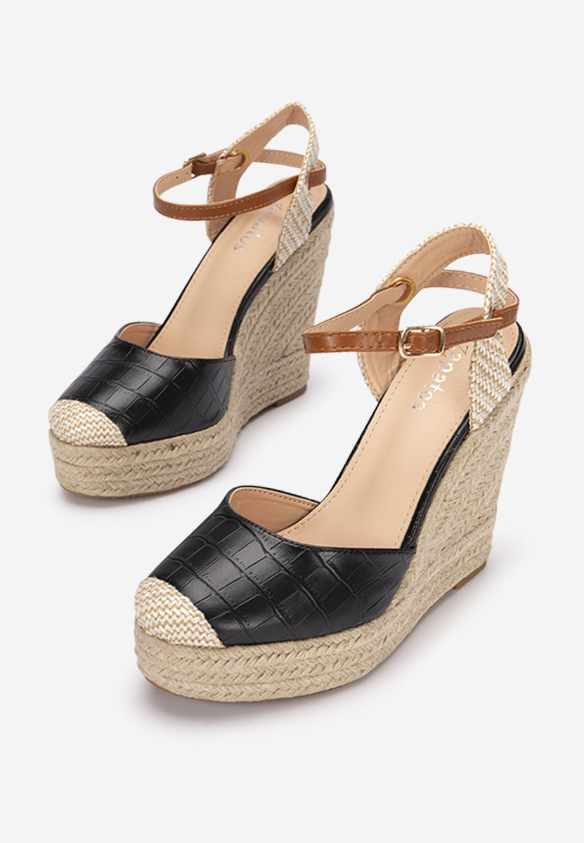 Czarne espadryle na koturnie Benisa V2
