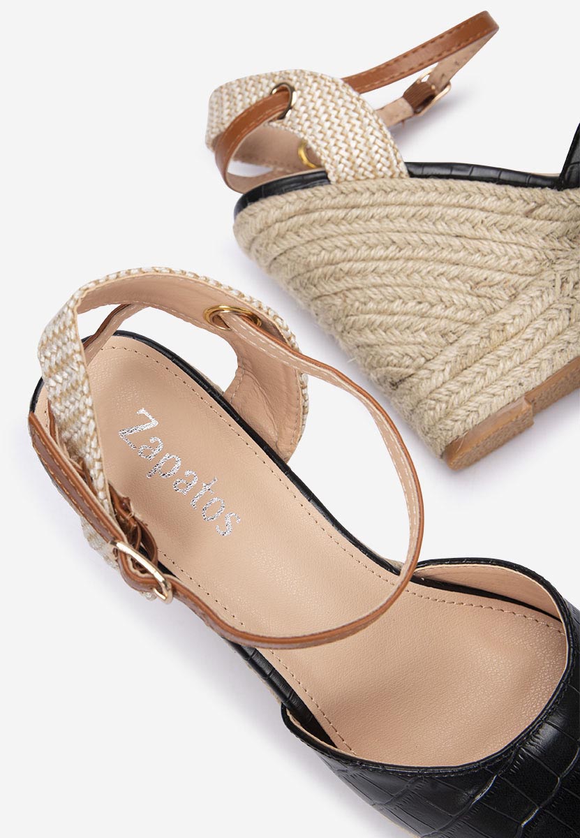 Czarne espadryle na koturnie Benisa V2