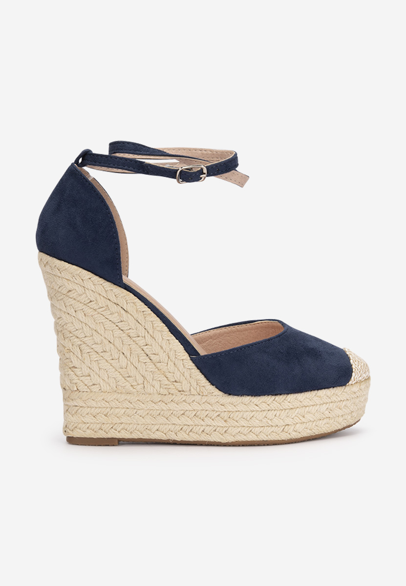 Granatowe espadryle na koturnie Saniza