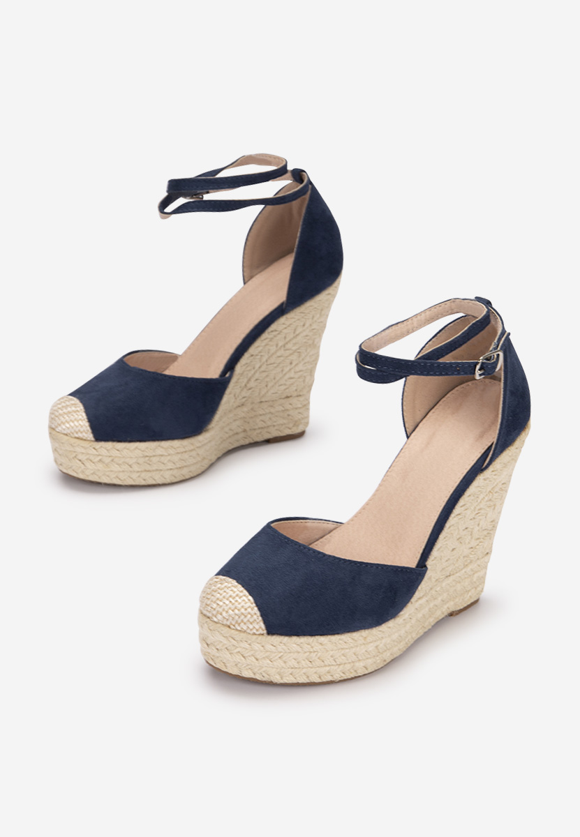 Granatowe espadryle na koturnie Saniza
