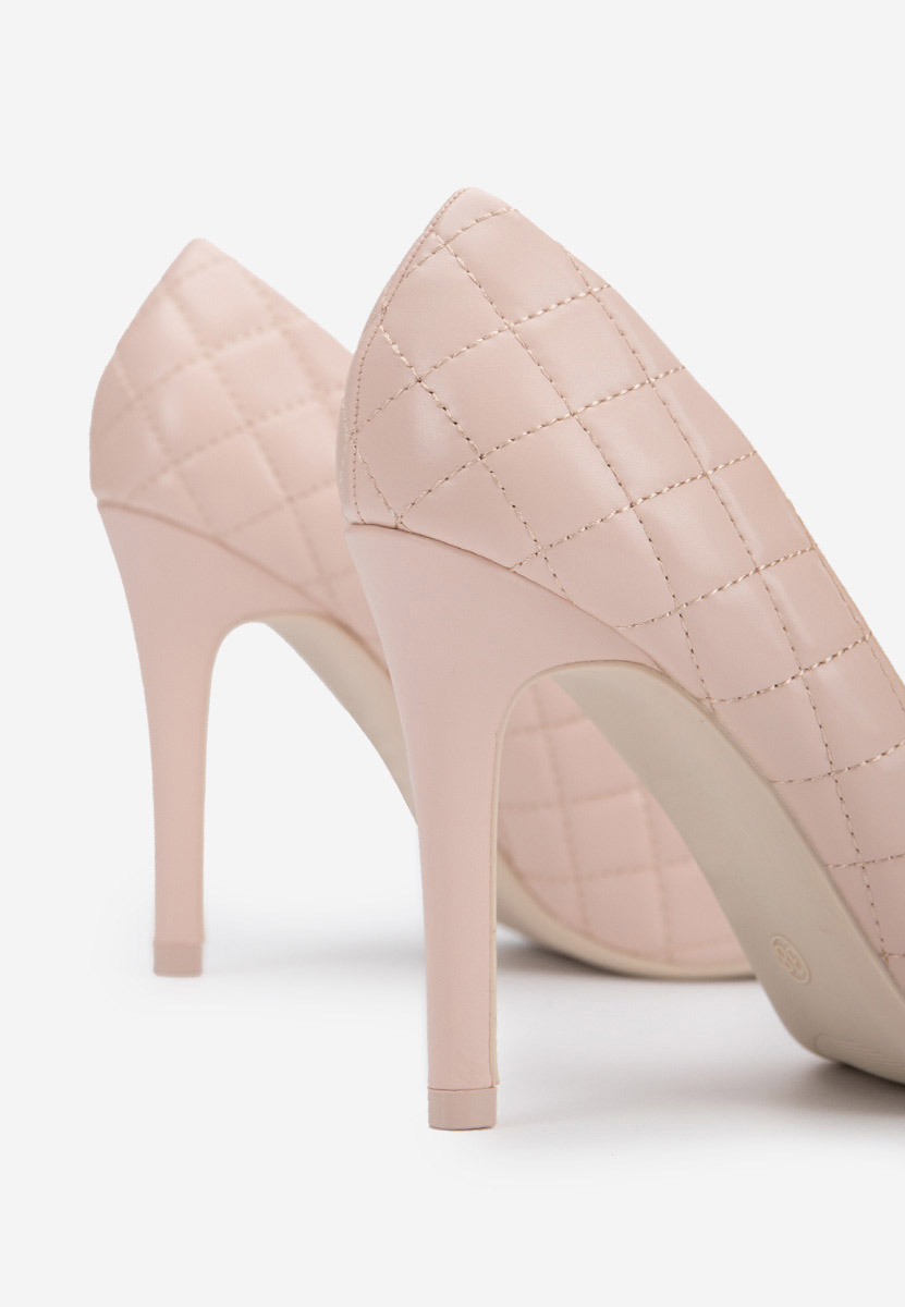 Beżowe czółenka na słupku Evelle