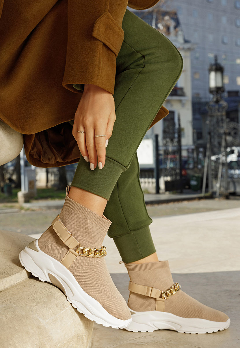 Khaki sneakersy wysokie Gisella