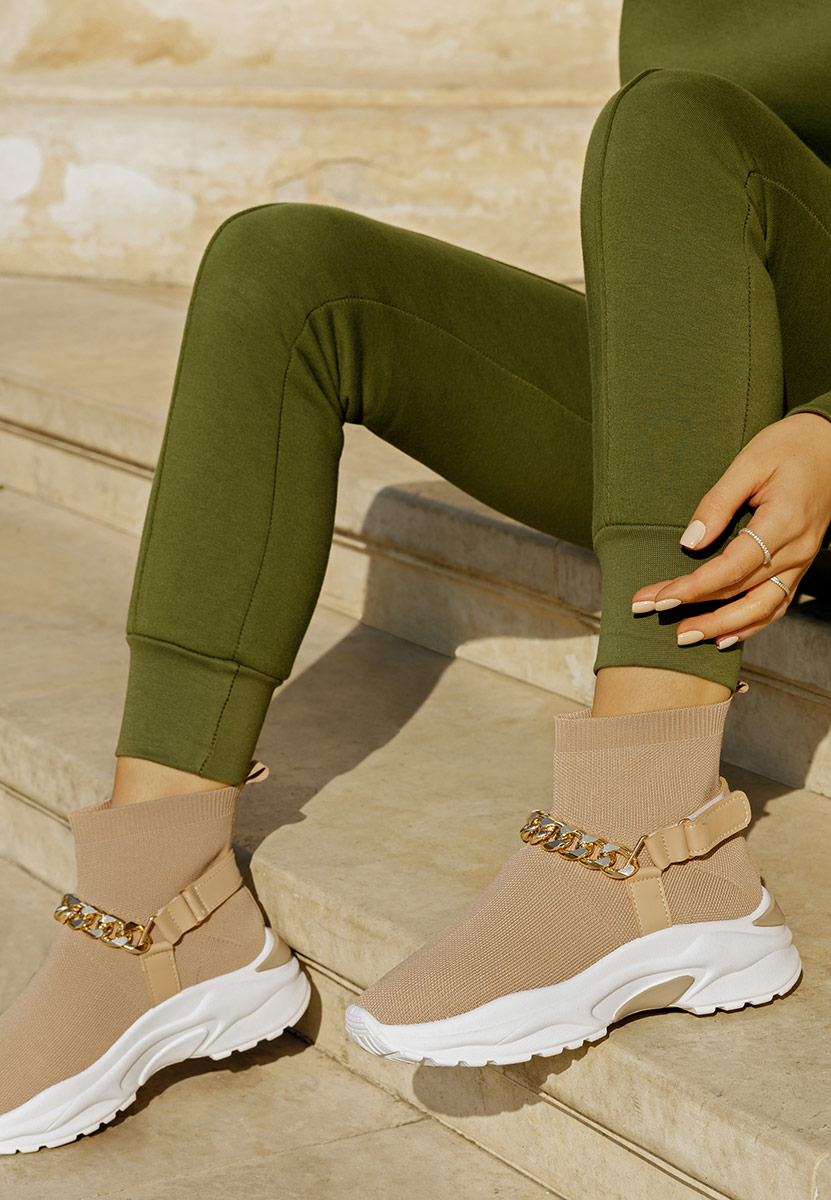 Khaki sneakersy wysokie Gisella