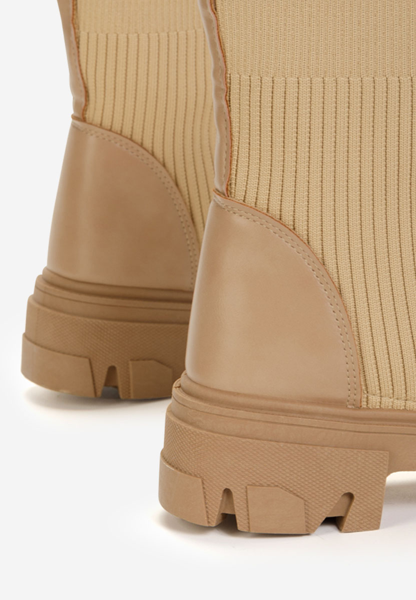 Khaki botki płaskie Agnese