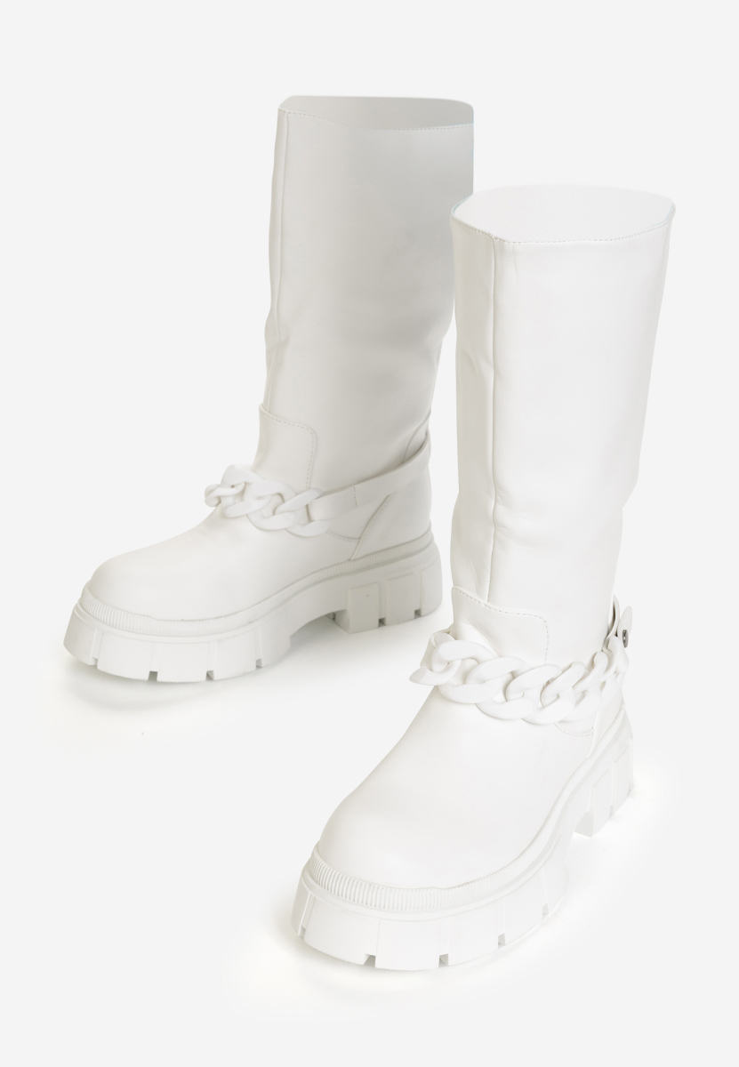 Białe kozaki damskie Mikka