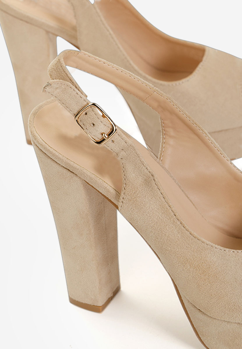 Beżowe sandały na słupku Laureline