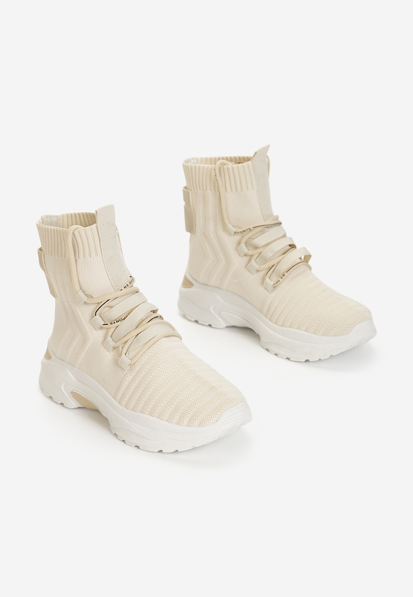 Beżowe sneakersy wysokie Karrie