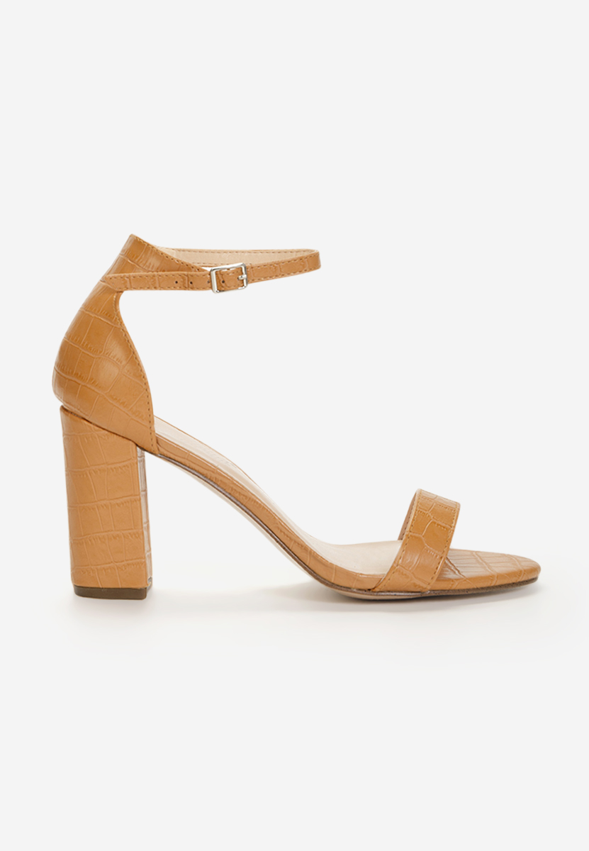 Camelowe sandały na słupku Leilana