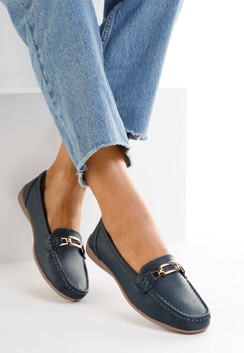 Granatowe mokasyny damskie skórzane Celetina