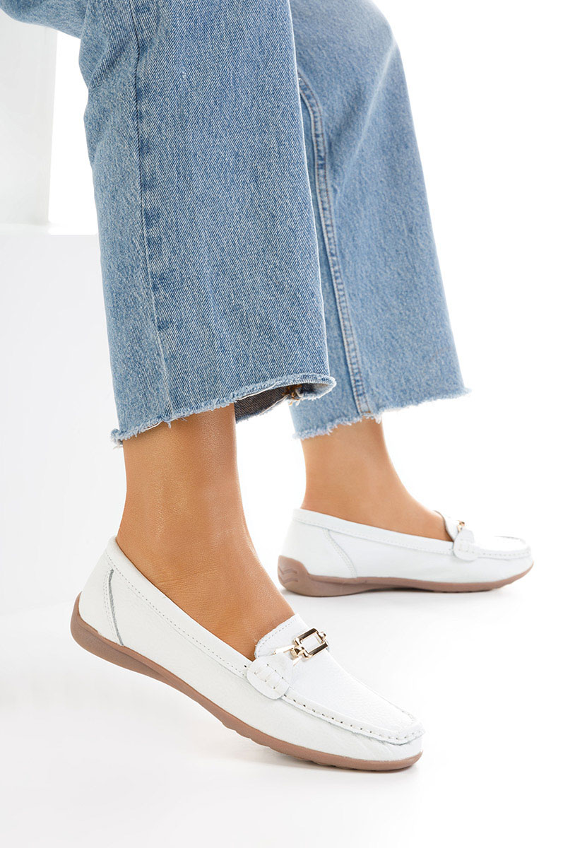 Białe mokasyny damskie skórzane Celetina