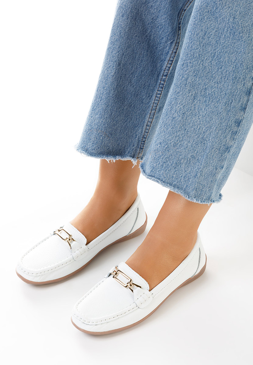 Białe mokasyny damskie skórzane Celetina