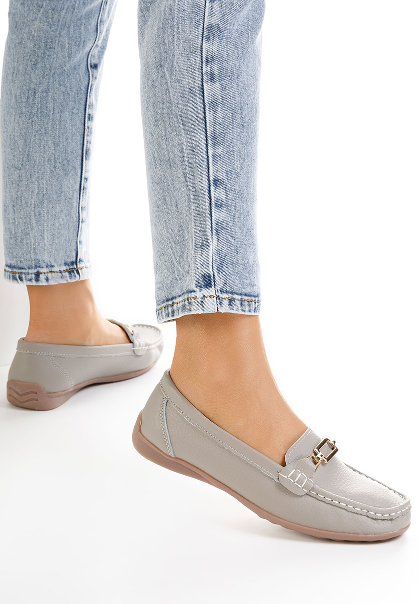 Szare mokasyny damskie skórzane Celetina