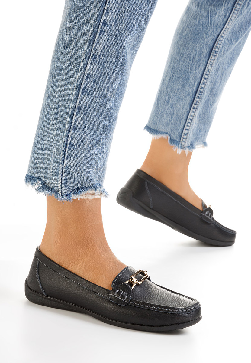 Czarne mokasyny damskie skórzane Celetina