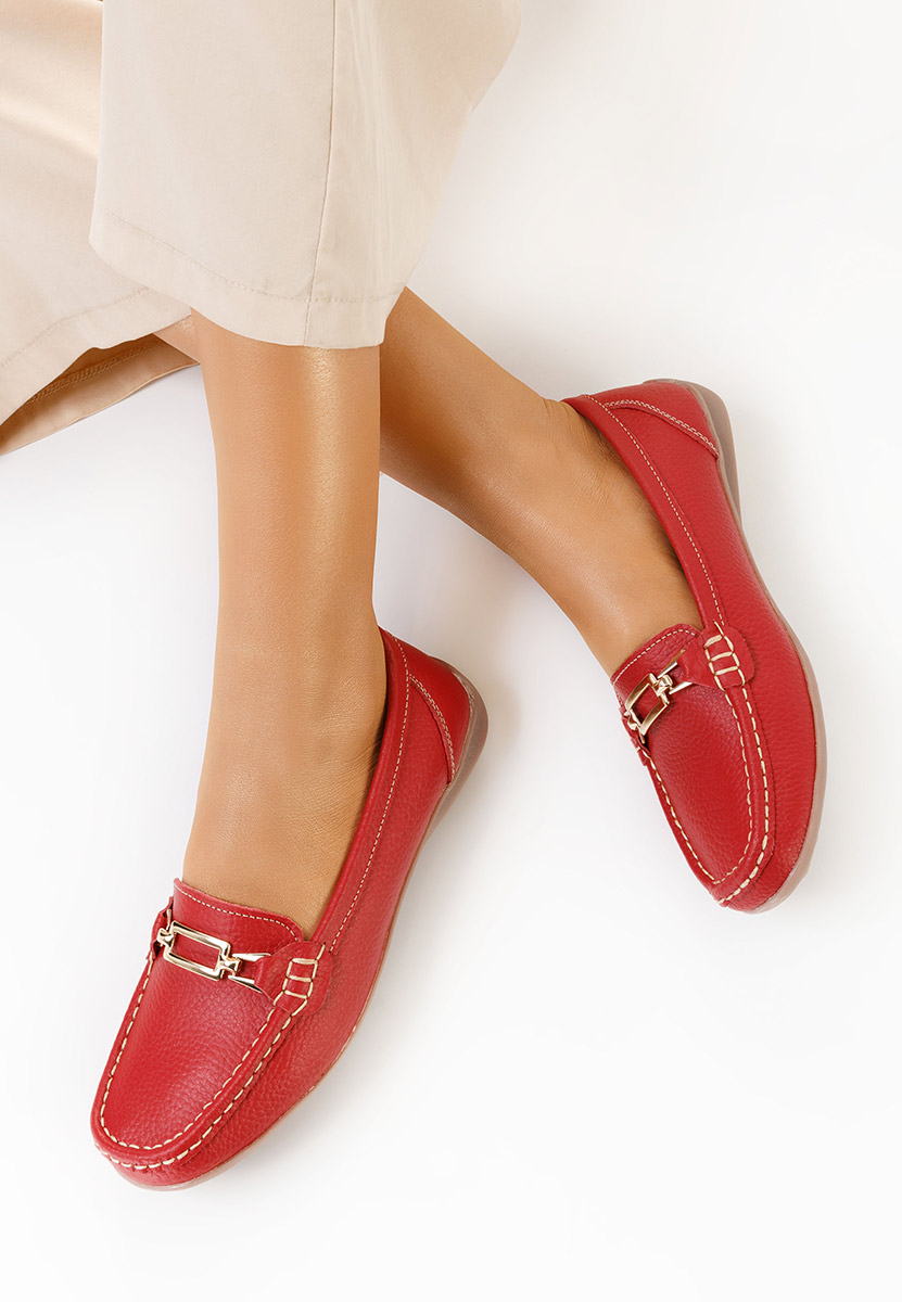 Czerwone mokasyny damskie skórzane Celetina