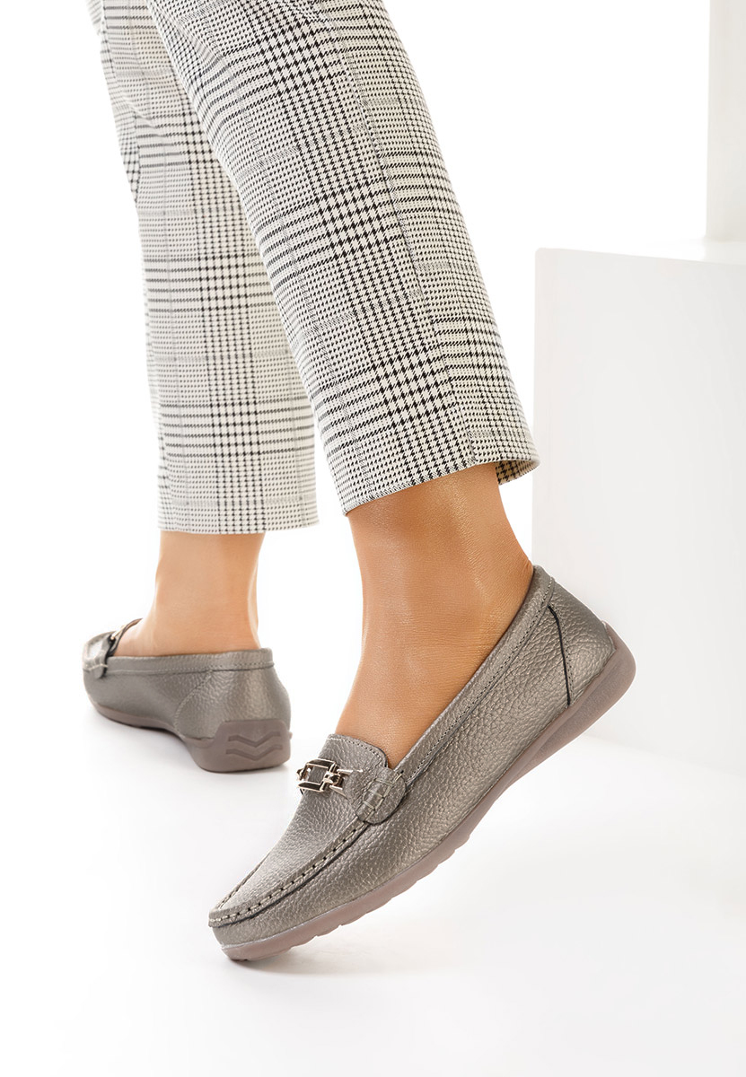 Złote mokasyny damskie skórzane Celetina