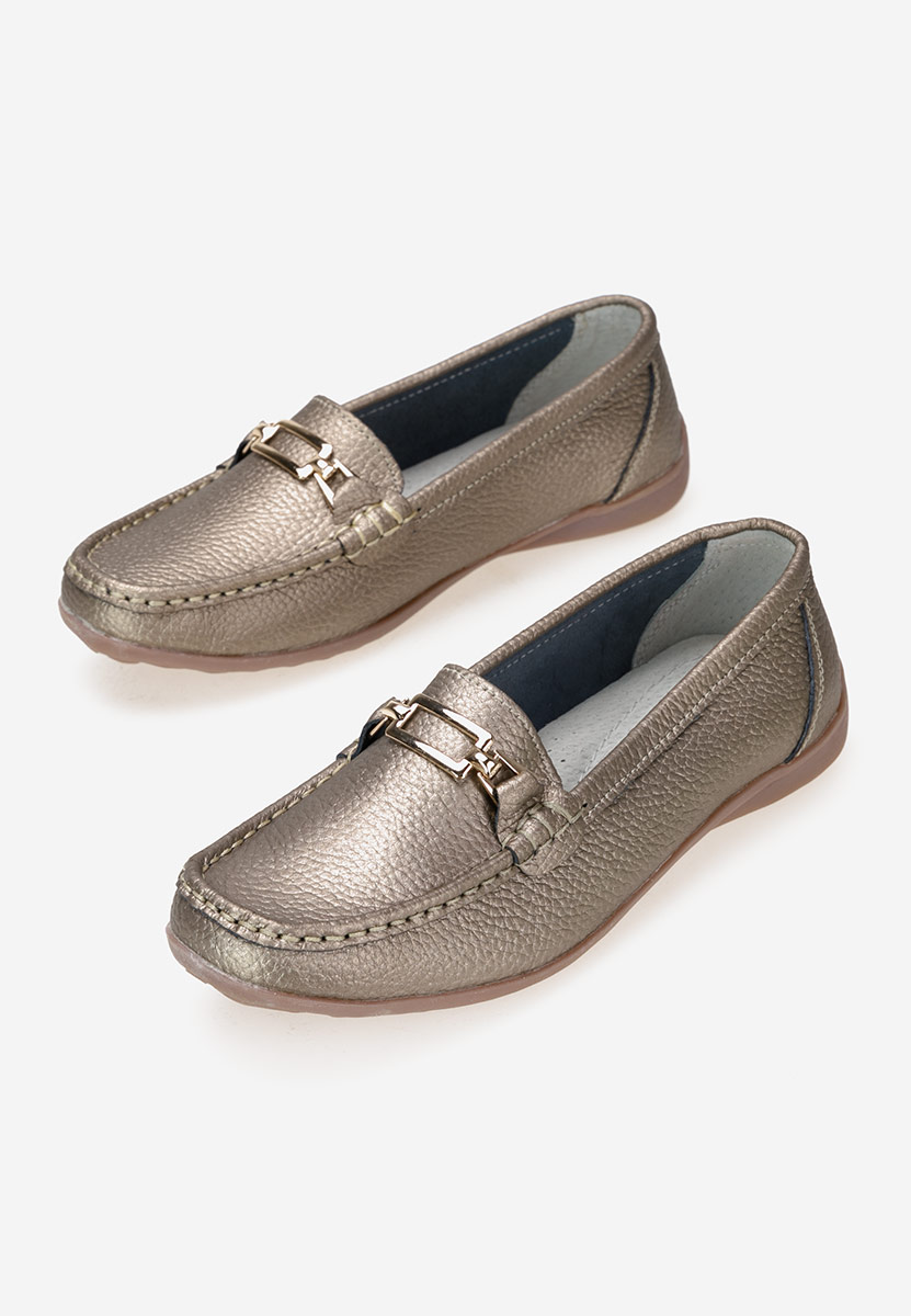Złote mokasyny damskie skórzane Celetina