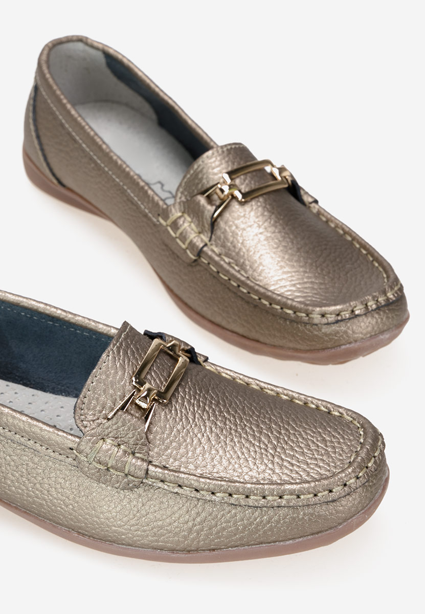 Złote mokasyny damskie skórzane Celetina