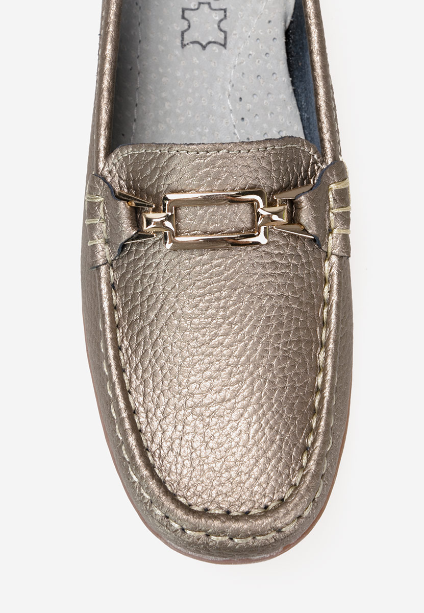 Złote mokasyny damskie skórzane Celetina