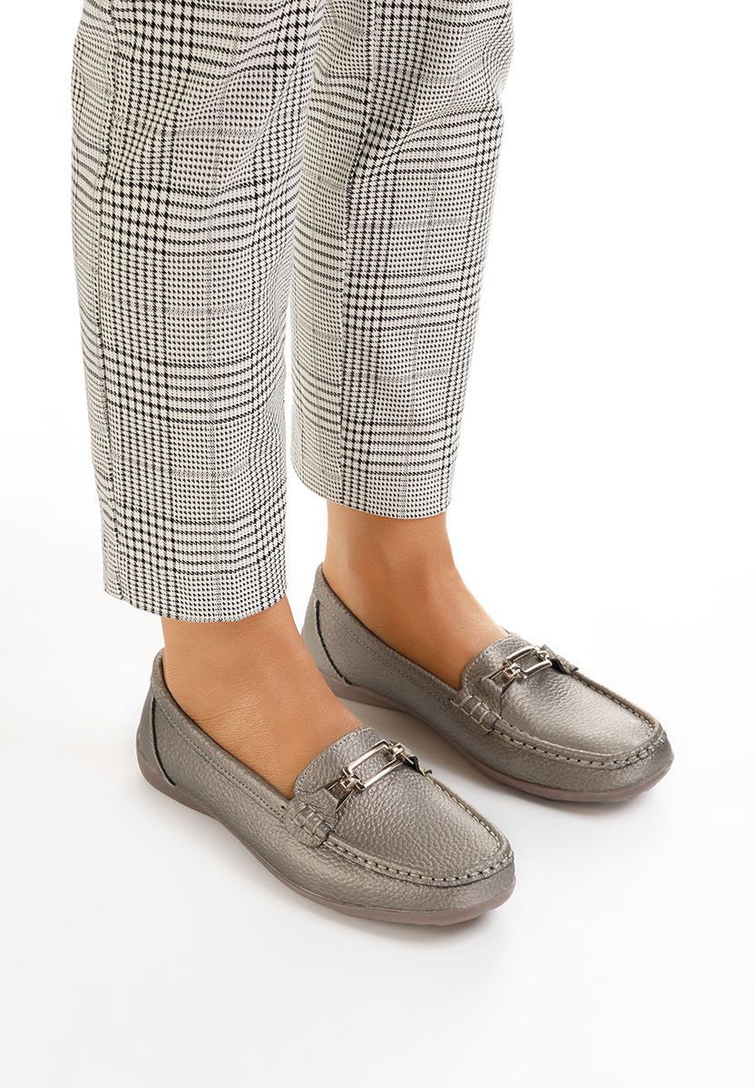 Złote mokasyny damskie skórzane Celetina