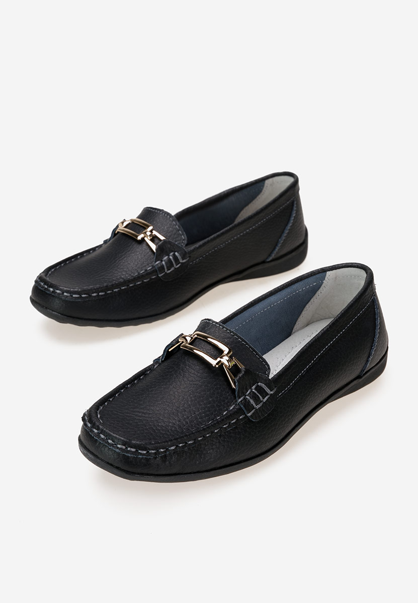 Czarne mokasyny damskie skórzane Celetina