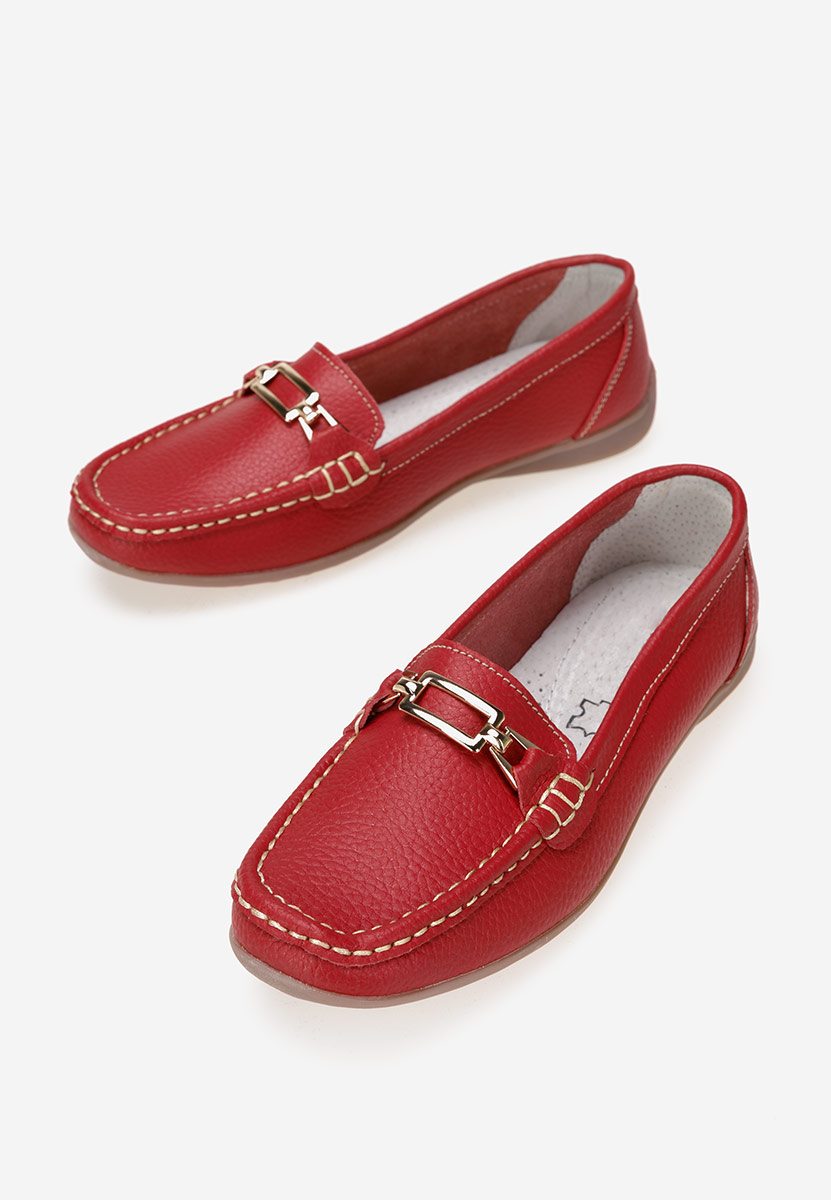 Czerwone mokasyny damskie skórzane Celetina