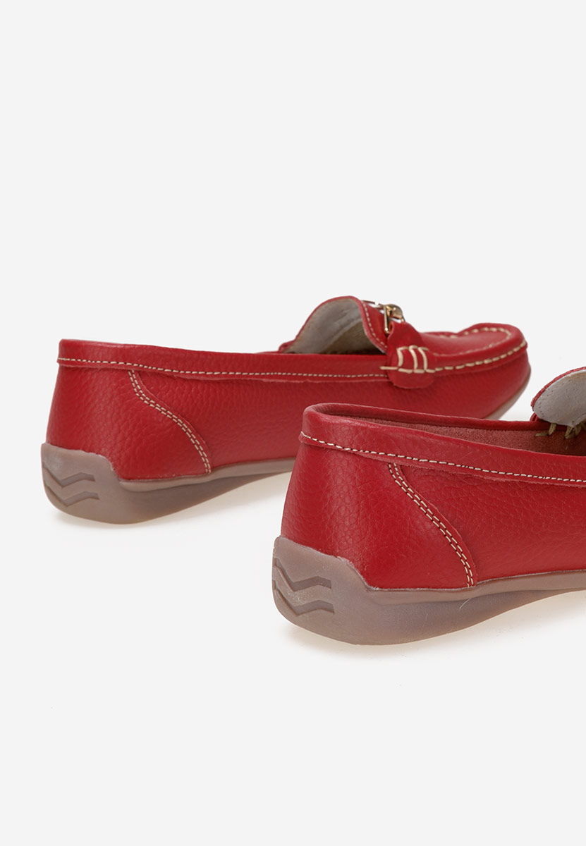 Czerwone mokasyny damskie skórzane Celetina