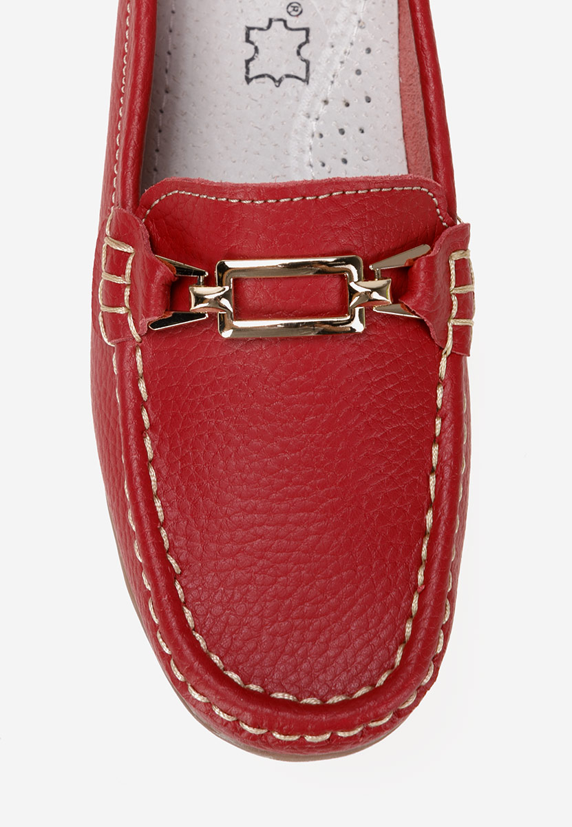 Czerwone mokasyny damskie skórzane Celetina