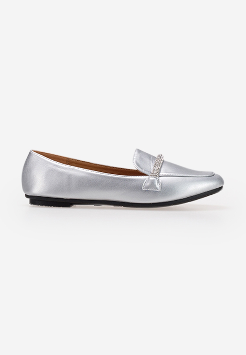 Srebrne eleganckie mokasyny damskie Carre