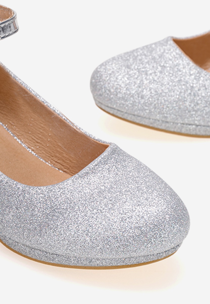 Srebrne półbuty dziewczęce Fresia