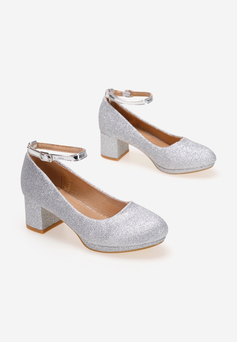 Srebrne półbuty dziewczęce Fresia