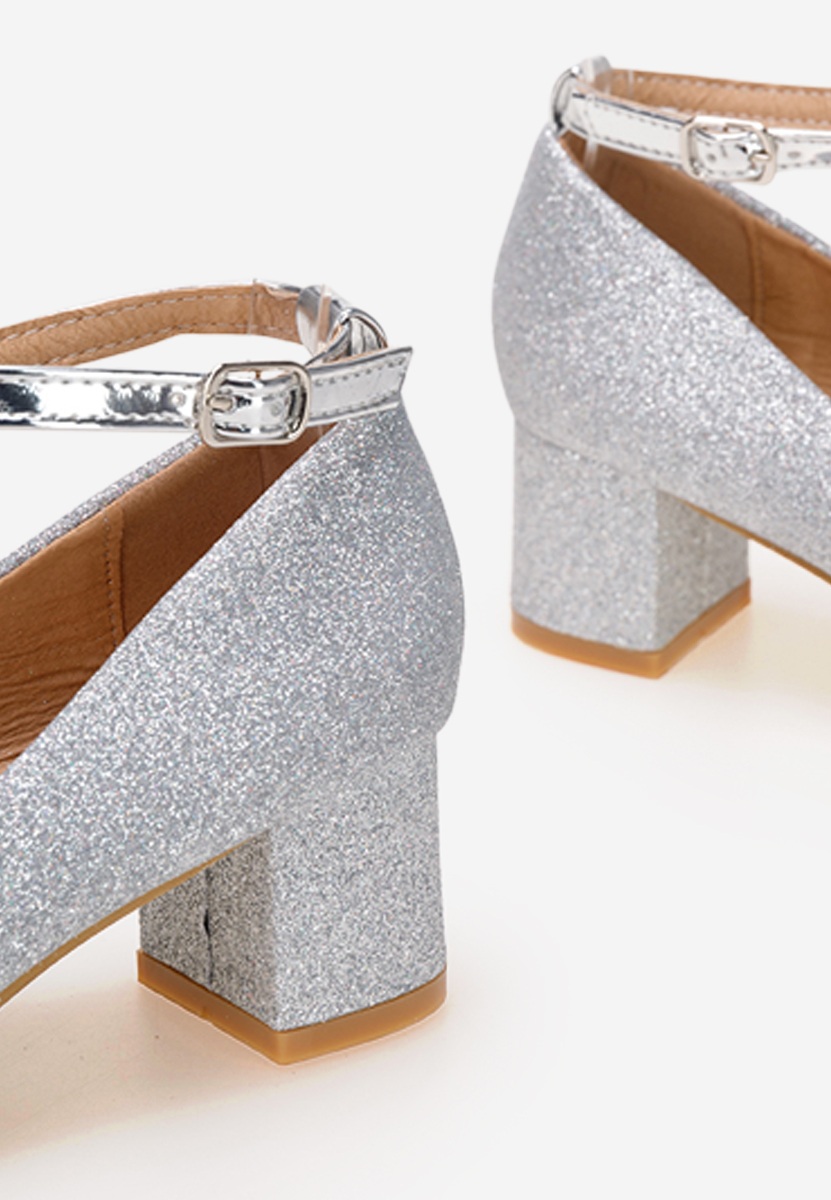 Srebrne półbuty dziewczęce Fresia