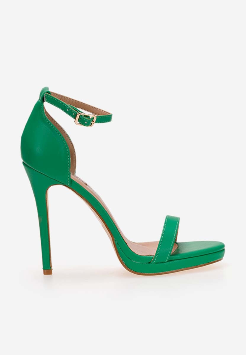 Zielone sandały na słupku Anais