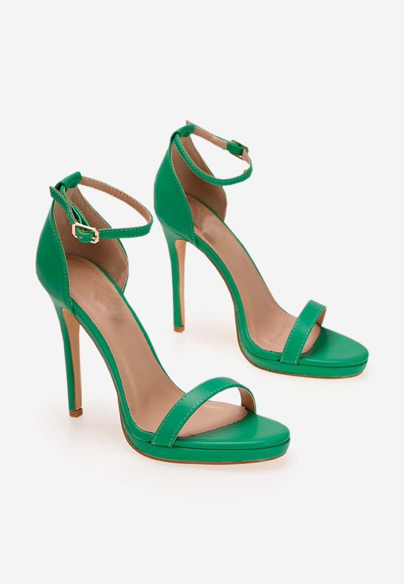 Zielone sandały na słupku Anais