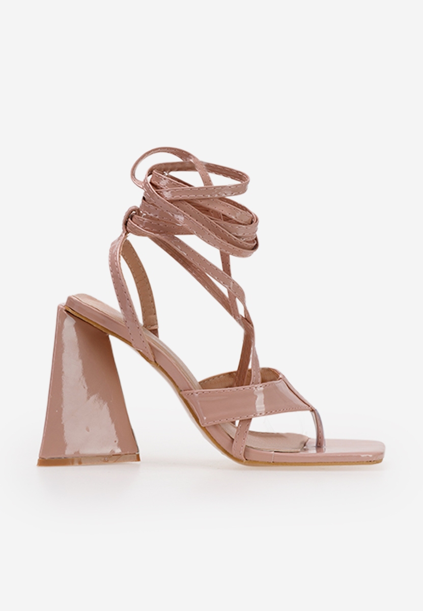 Beżowe sandały wiązane Nacosia