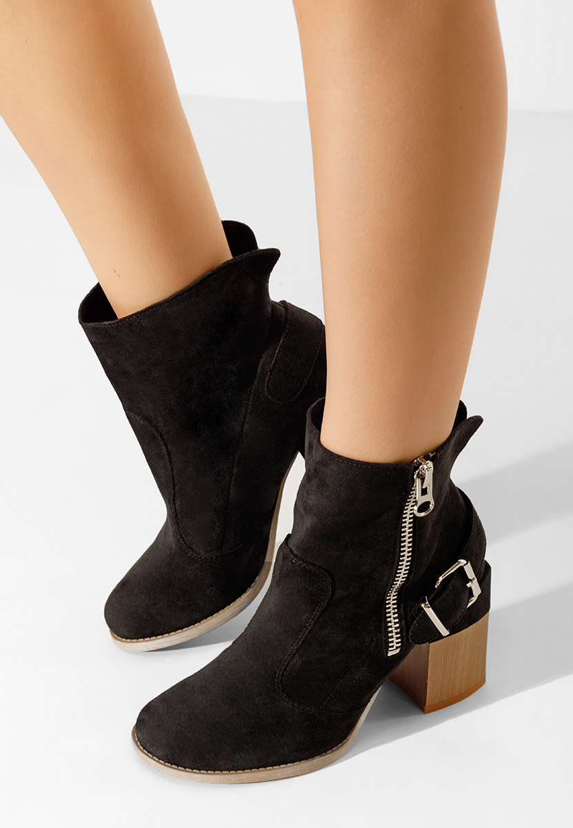 Czarne botki damskie na słupku Laroya