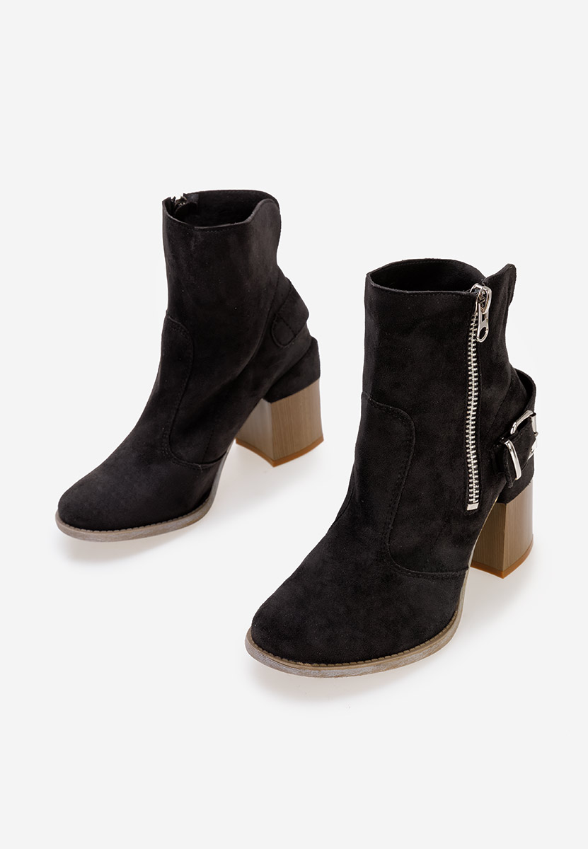 Czarne botki damskie na słupku Laroya