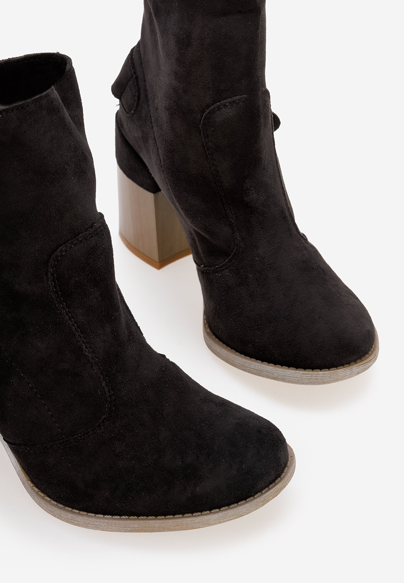 Czarne botki damskie na słupku Laroya