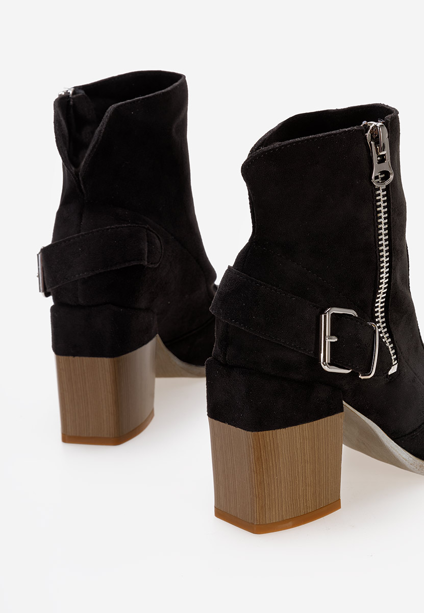 Czarne botki damskie na słupku Laroya