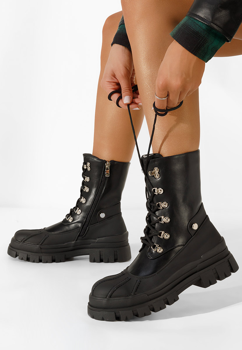 Czarne workery damskie Herreros