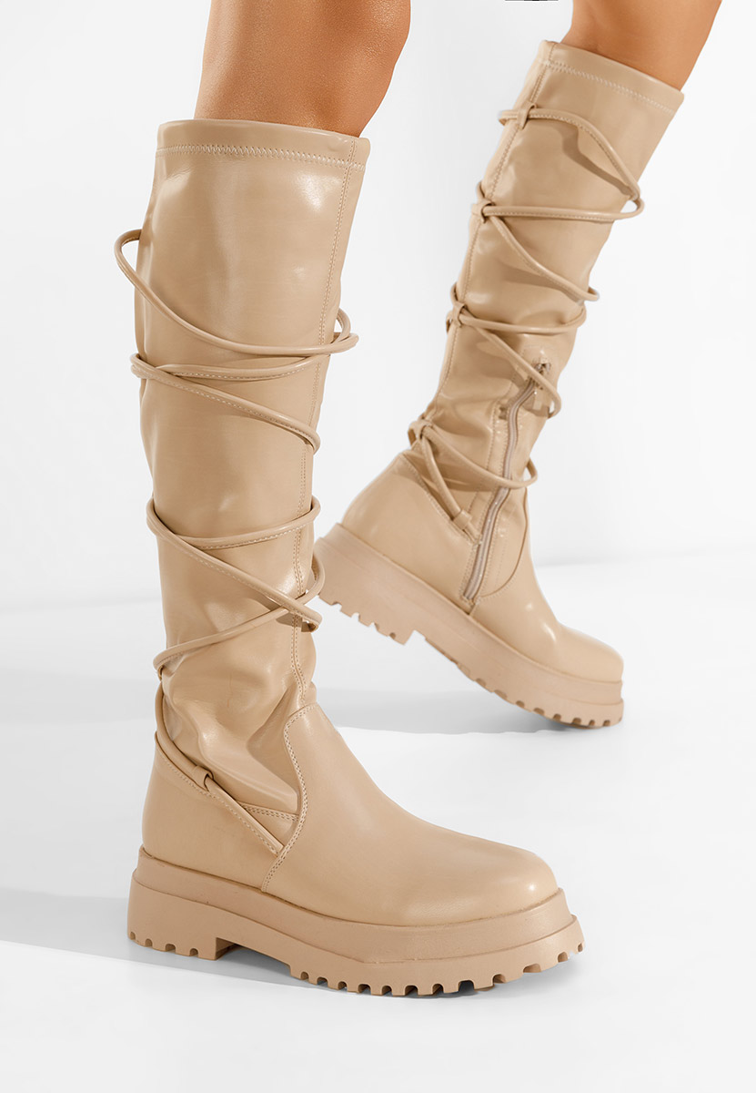 Beżowe długie kozaki Cazorla