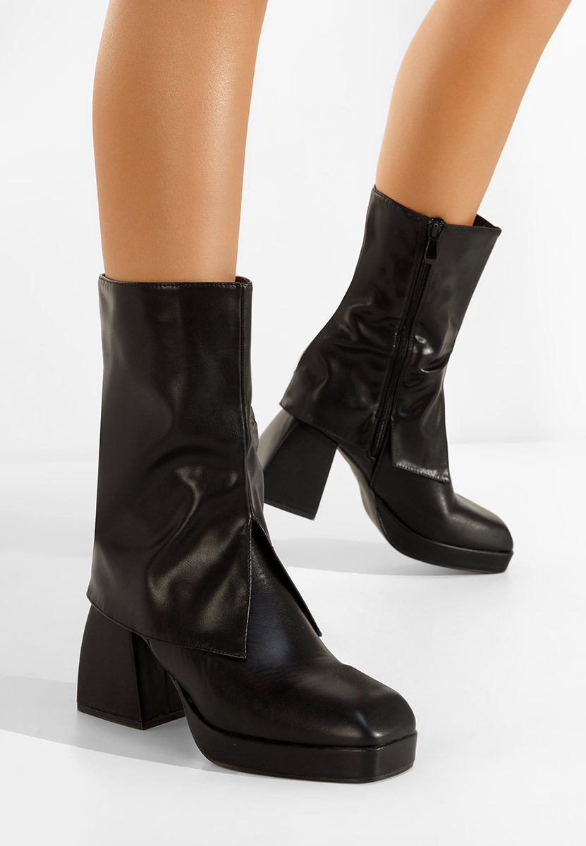 Czarne kozaki na obcasie Zalamea