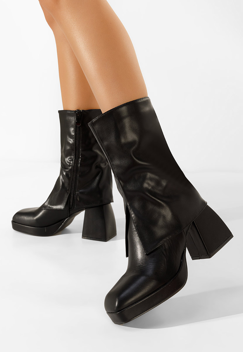 Czarne kozaki na obcasie Zalamea