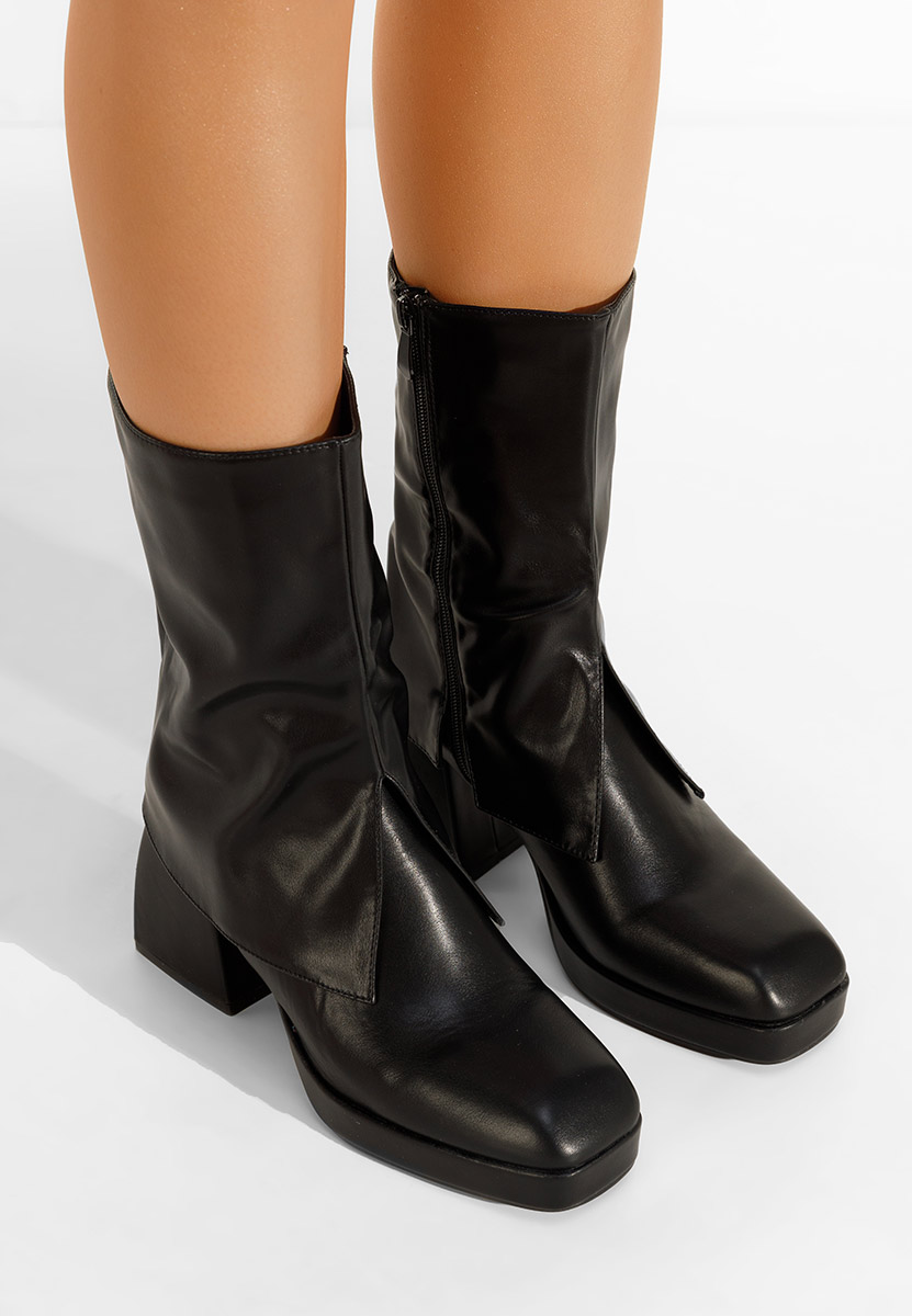 Czarne kozaki na obcasie Zalamea