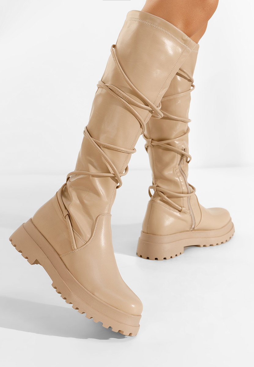 Beżowe długie kozaki Cazorla