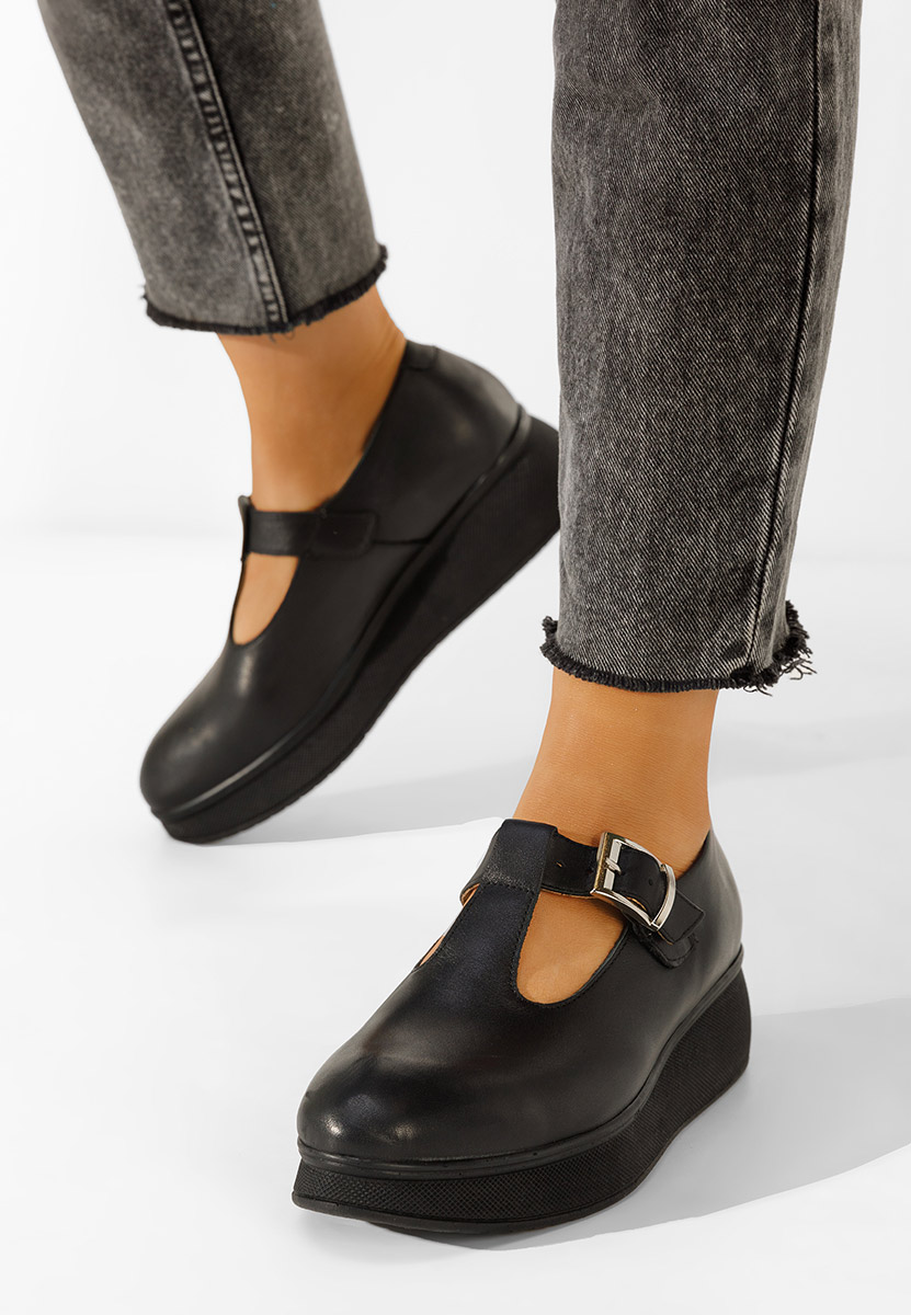 Czarne półbuty na platformie Gilena V2